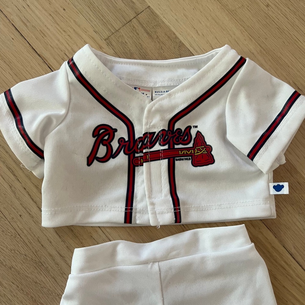 Build A Bear MLB Atlanta Braves Baseball Uniform Jersey‎ Pants Shoes Set - Picture 3 of 5